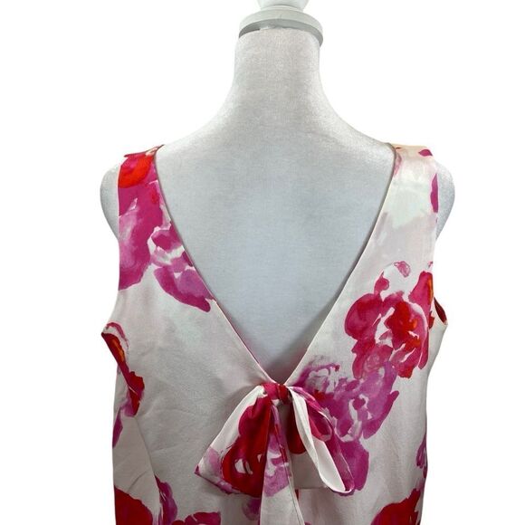 Ladies Amanda Uprichard Whote with Pink Floral With Scalloped Bow Back Large - Picture 7 of 11